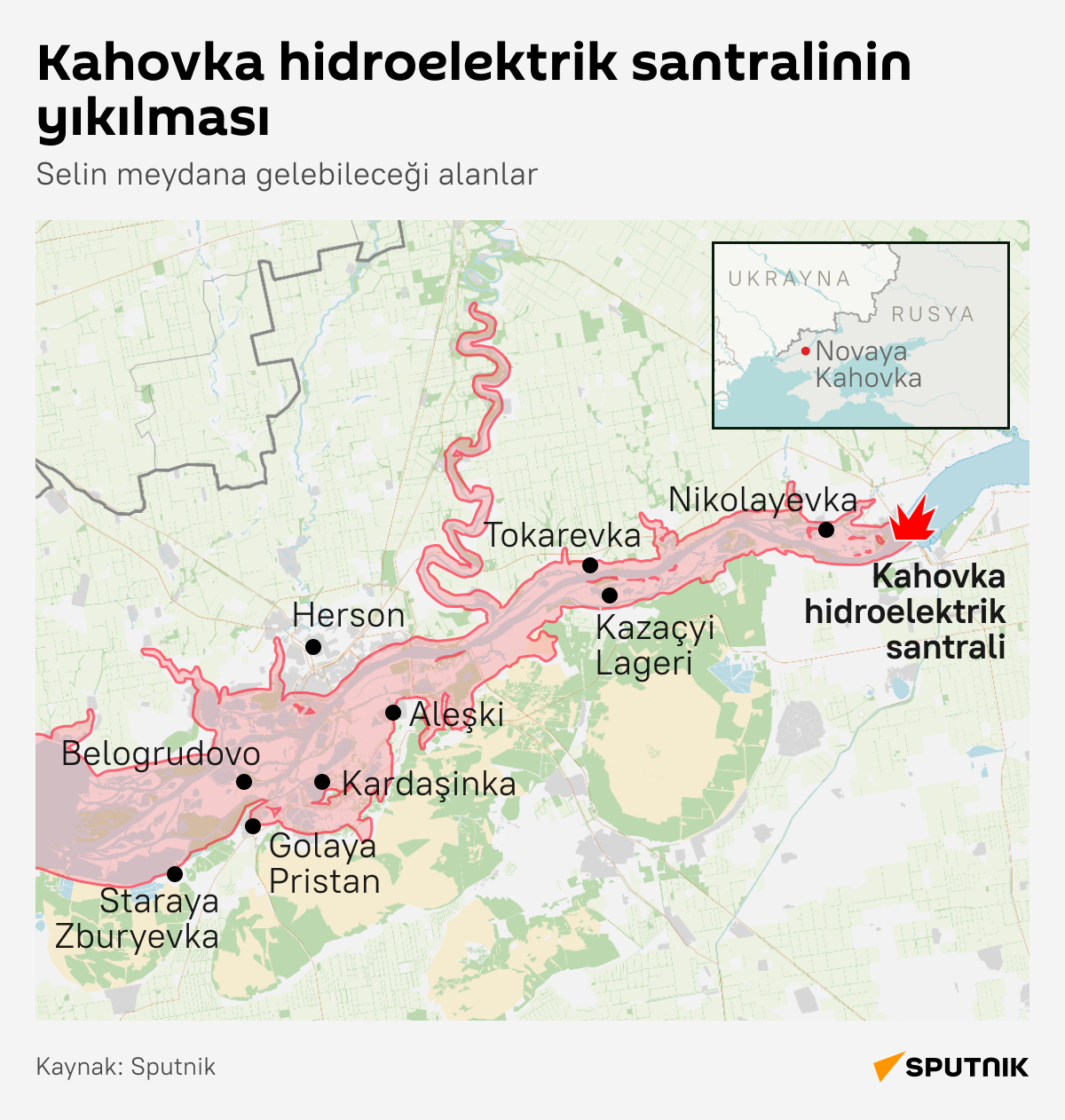 İnfografik Kahovka hidroelektrik santralinin yıkılması  - Sputnik Türkiye