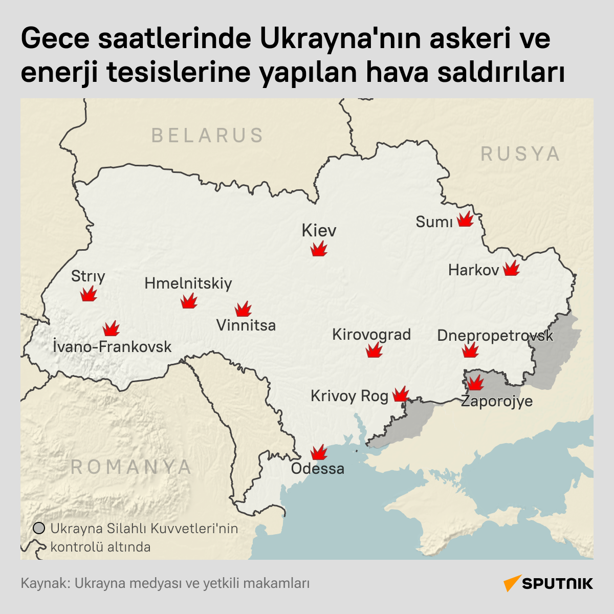  Rusya, Ukrayna'nın askeri ve enerji tesislerini hedef aldı 
 - Sputnik Türkiye