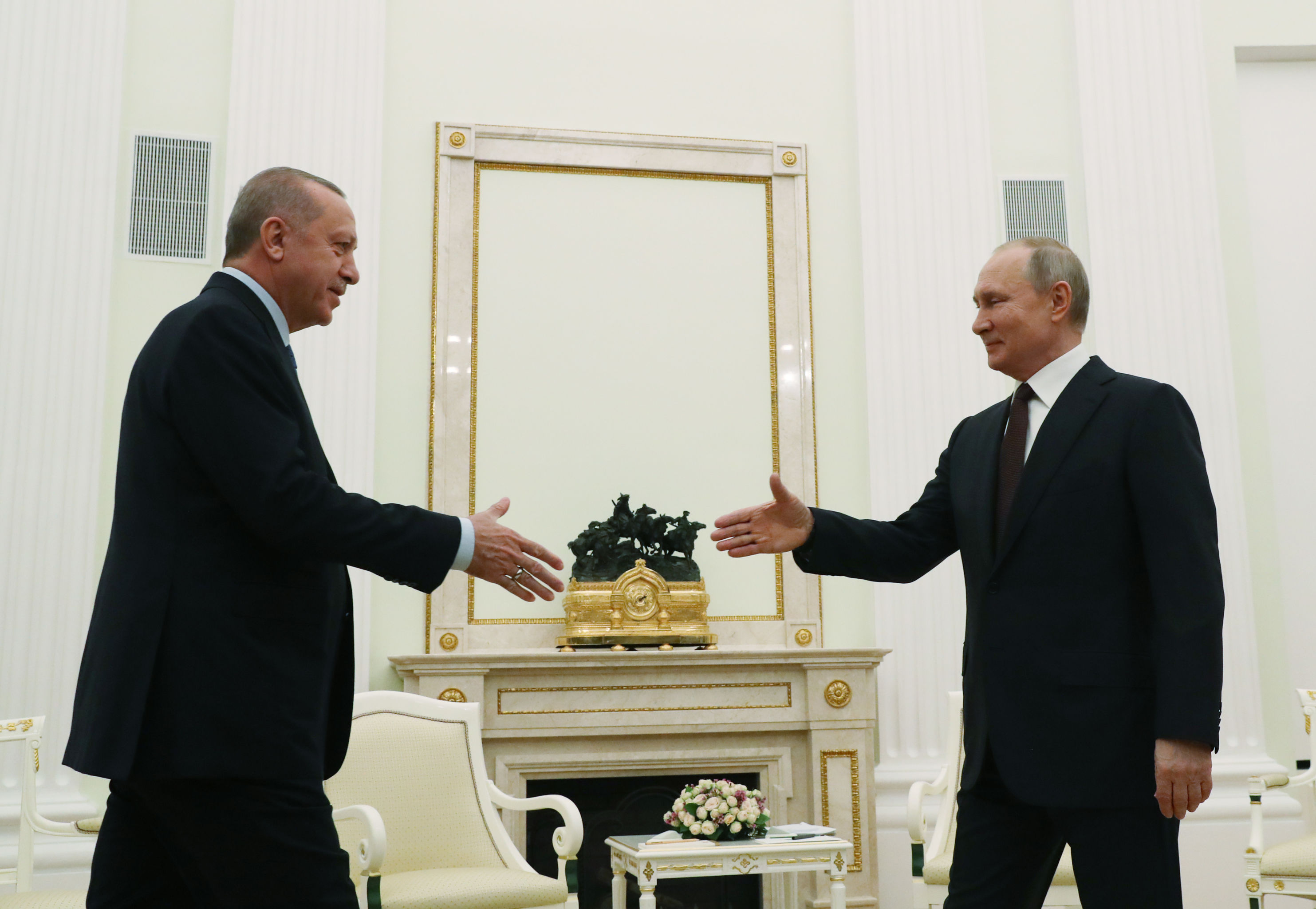  Türkiye Cumhurbaşkanı Recep Tayyip Erdoğan ve Rusya Devlet Başkanı Vladimir Putin, Moskova'da bir araya geldi. - Sputnik Türkiye