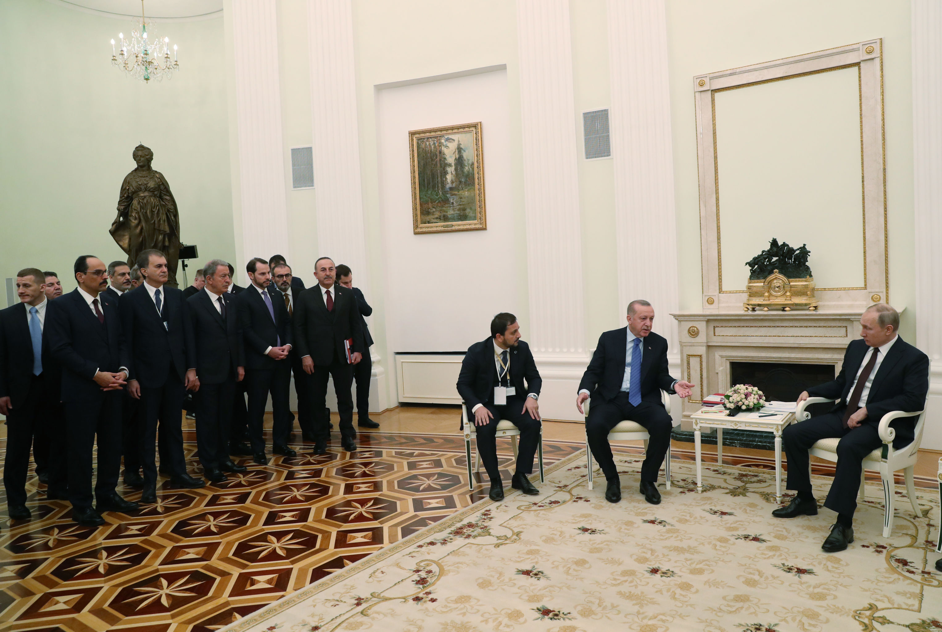  Türkiye Cumhurbaşkanı Recep Tayyip Erdoğan ve Rusya Devlet Başkanı Vladimir Putin, Moskova'da bir araya geldi - Sputnik Türkiye