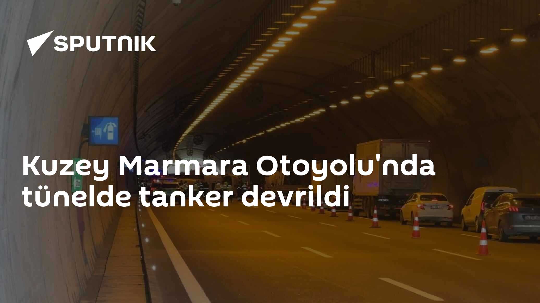 Kuzey Marmara Otoyolu'nda tünelde tanker devrildi