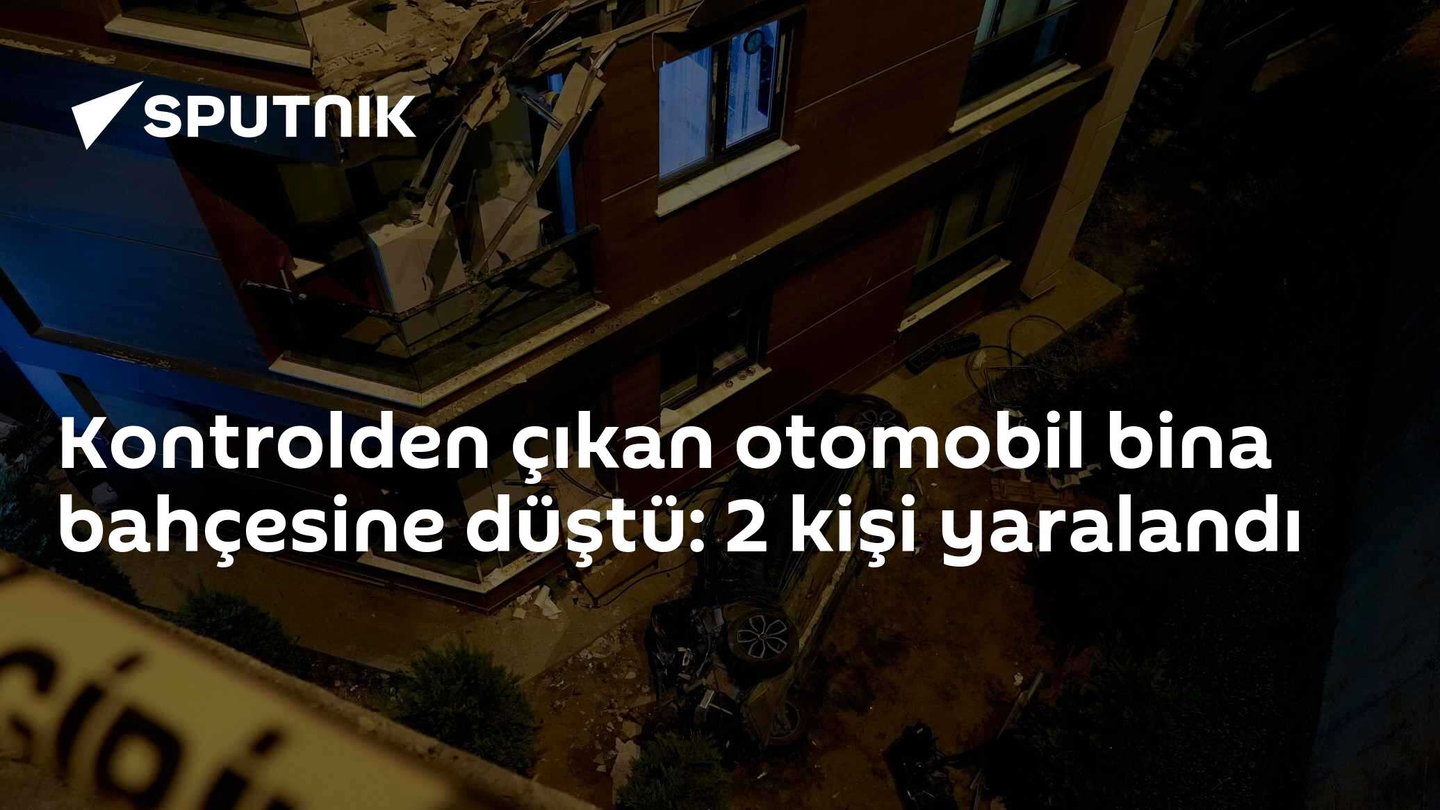 Kontrolden çıkan otomobil bina bahçesine düştü: 2 kişi yaralandı