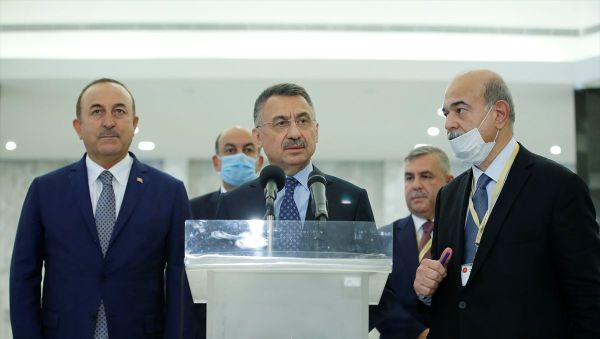 Cumhurbaşkanı Yardımcısı Fuat Oktay, Lübnan Cumhurbaşkanı Michel Aoun'la görüştü. Baabda Sarayı'nda gerçekleşen görüşme sonrası Oktay, gazetecilere açıklamalarda bulundu. - Sputnik Türkiye