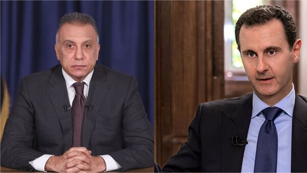 Irak Başbakanı Mustafa Kazimi ve Suriye Devlet Başkanı Beşar Esad - Sputnik Türkiye