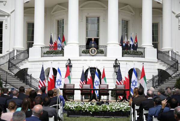 Beyaz Saray'da İsrail-BAE-Bahreyn normalleşme anlaşmaları imza töreni - Sputnik Türkiye