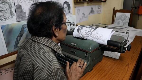 Hindistan'da bir sanatçı daktilosu ile harika portreler oluşturuyor - Sputnik Türkiye
