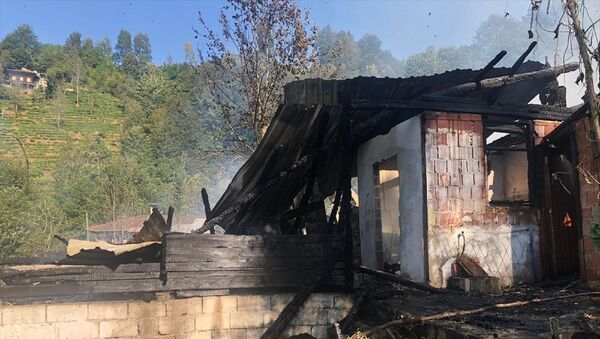 Rize'nin Çayeli ilçesinde çıkan yangında bir ev kullanılamaz hale geldi, 12 kovan arı da yandı. - Sputnik Türkiye