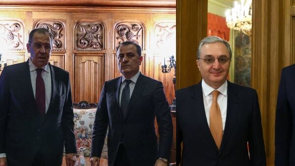 Sergey Lavrov, Ceyhun Bayramov, Zograb Mnatsakanyan - Sputnik Türkiye