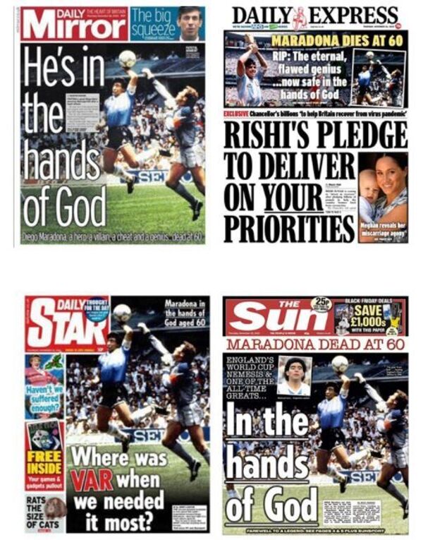 Maradona'nın ölümü Avrupa basınında geniş yer buldu: İngiltere'deki manşetler tepki çekti - Sputnik Türkiye