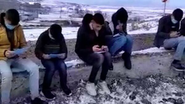 Köyün tepesinde internetten ders dinlemek zorunda kalan öğrenciler - Sputnik Türkiye