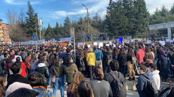 Boğaziçi Üniversitesi öğrencilerinin protestosundan. - Sputnik Türkiye
