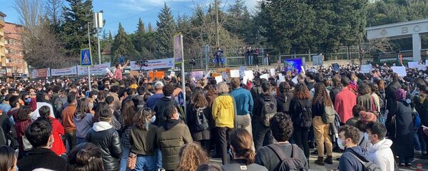 Boğaziçi Üniversitesi öğrencilerinin protestosundan. - Sputnik Türkiye
