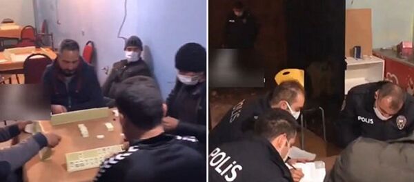 Baskında ceza için kendilerine sıra gelmesini bekleyen 4 kişi, cezayı kimin ödeyeceğini belirlemek için oyun oynamaya devam etti.  - Sputnik Türkiye