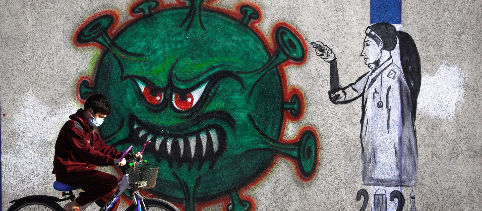 Maske - koronavirüs - çocuk - virüs -  Kovid-19 - Gazze  Filistin - Sputnik Türkiye, 1920, 24.02.2021