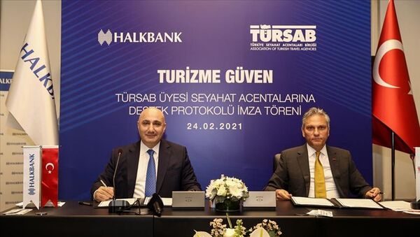 Halkbank ve TÜRSAB arasında TÜRSAB Üyesi Seyahat Acentalarına Destek Paketi protokolü imzalandı - Sputnik Türkiye