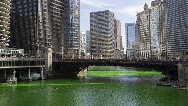 ABD'de Chicago Nehri'nin rengi yonca yeşiline döndürüldü - Sputnik Türkiye