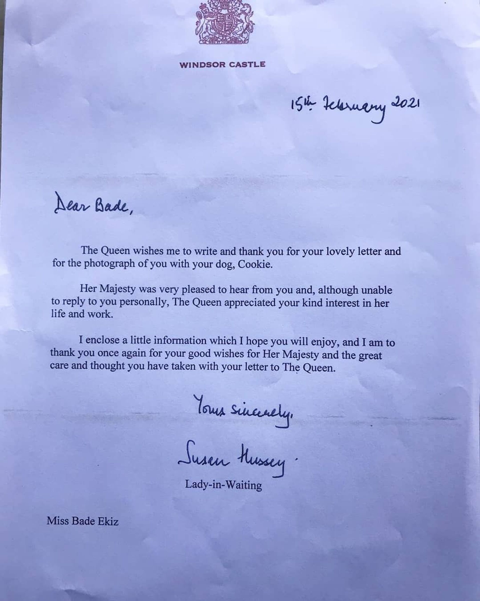 Aydın'da 5. sınıf öğrencisinin Kraliçe Elizabeth'e yazdığı mektuba Windsor Sarayı’ndan yanıt - Sputnik Türkiye, 1920, 26.03.2021