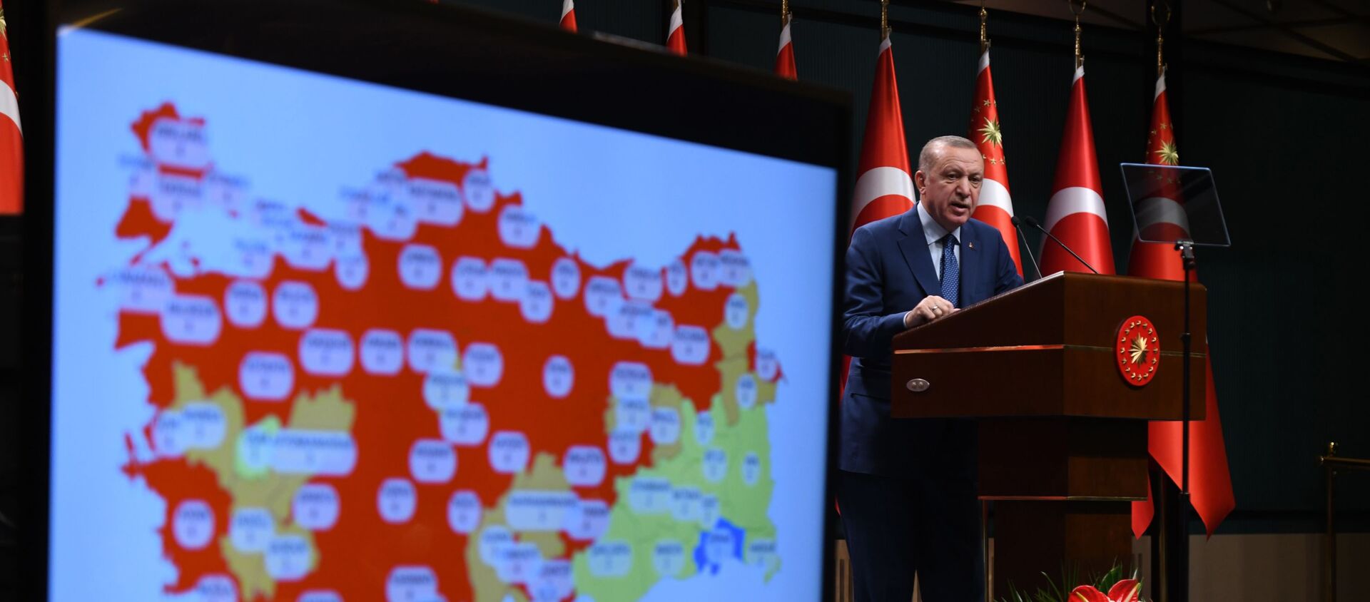 Cumhurbaşkanı Recep Tayyip Erdoğan, kabine toplantısı sonrası yeni koronavirüs kararlarını açıkladı - Sputnik Türkiye, 1920, 29.03.2021