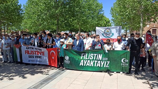 Hacı Bayram Veli Camii avlusunda Filistin protestosu - Sputnik Türkiye