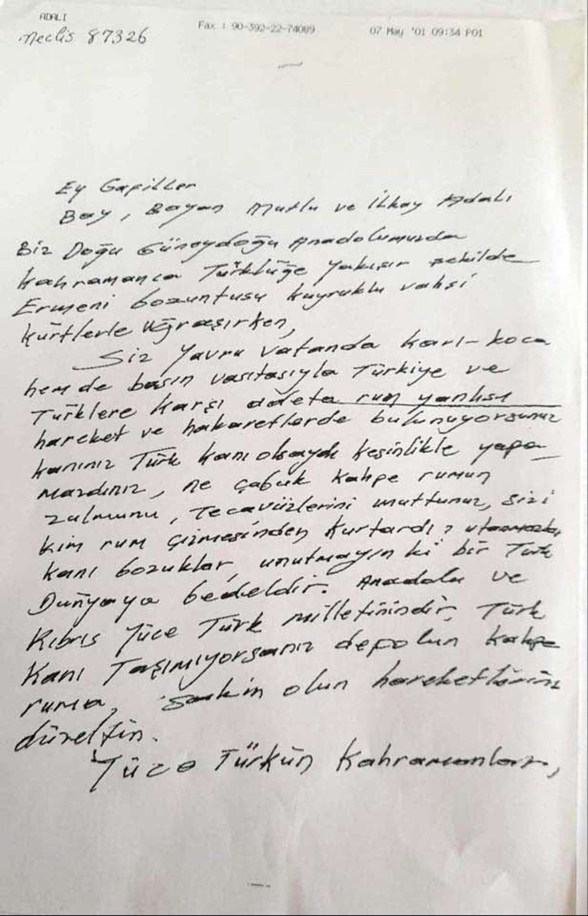 Kıbrıs Postası, öldürülmesinden kısa bir süre önce Kutlu Adalı'ya gönderilen tehdit mektubunu yayınladı - Sputnik Türkiye, 1920, 10.08.2021