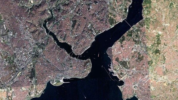 İstanbul sahillerini kaplayan müsilaj, uzaydan görüntülendi.  - Sputnik Türkiye