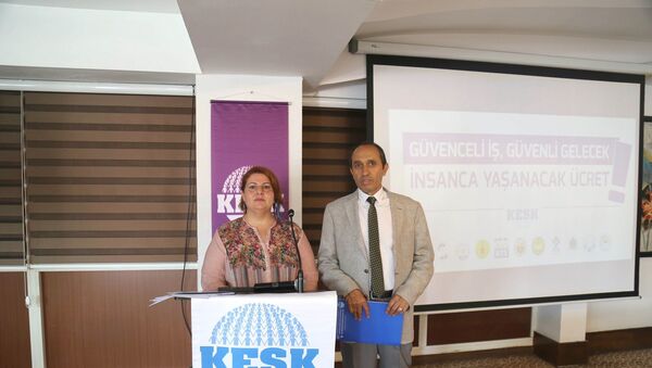 KESK  Eş Genel Başkanları Mehmet Bozgeyik ve Şükran Kablan Yeşil - Sputnik Türkiye