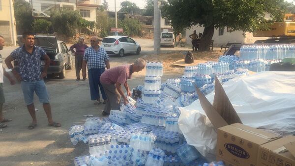 Vatandaşlar yangın bölgesindeki ekiplere su ve yiyecek taşıyor - Sputnik Türkiye