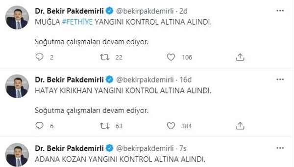 Pakdemirli, açıklamayı kişisel Twitter hesabı üzerinden yaptı. - Sputnik Türkiye