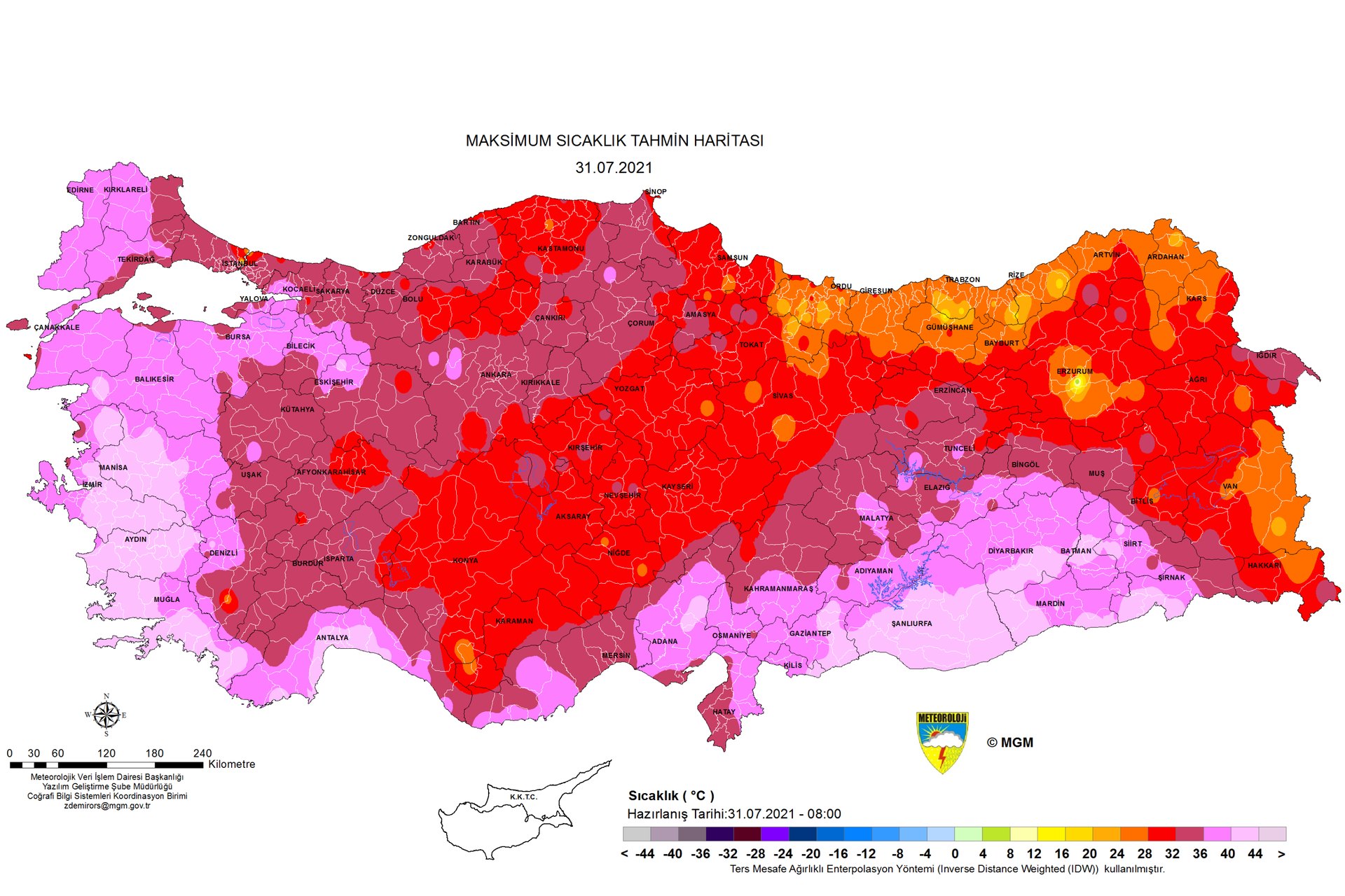 Renklerle kategorilendirilen haritadaki sıcaklık beklentileri dikkat çekti.  - Sputnik Türkiye, 1920, 10.08.2021