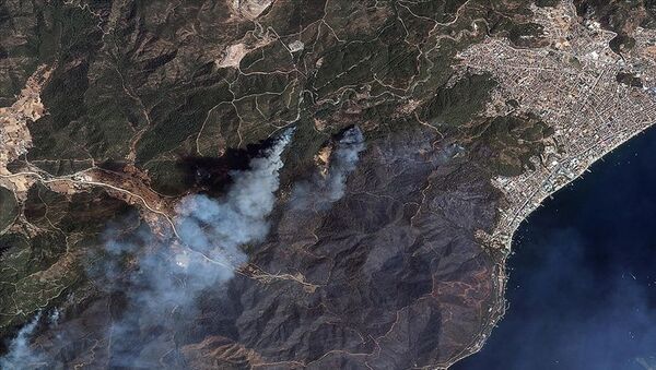 Göktürk uyduları, Manavgat ve Marmaris'teki orman yangınlarını uzaydan görüntüledi - Sputnik Türkiye