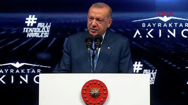 Cumhurbaşkanı Erdoğan Akıncı TİHA'nın teslimat töreninde konuşuyor
 - Sputnik Türkiye