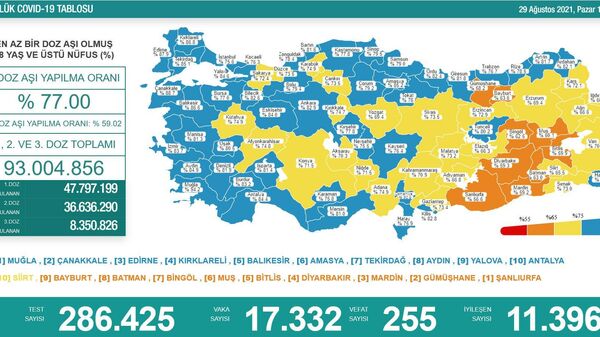 Türkiye'de son 24 saatte 17 bin 332 kişinin koronavirüs testi pozitif çıktı
 - Sputnik Türkiye