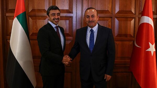 Dışişleri Bakanı Mevlüt Çavuşoğlu, Birleşik Arap Emirlikleri (BAE) Dışişleri Bakanı Abdullah bin Zayid Al Nahyan  - Sputnik Türkiye