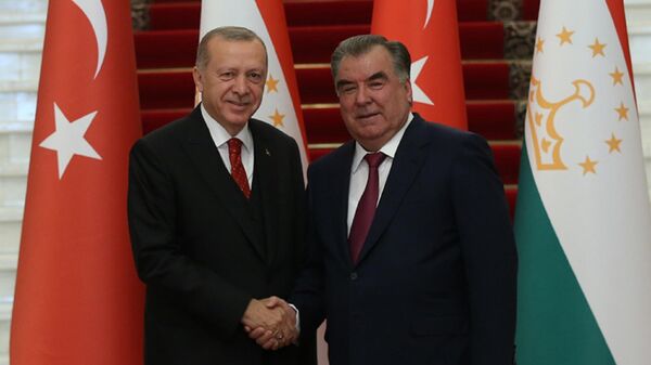 Cumhurbaşkanı Recep Tayyip Erdoğan, Tacikistan Devlet Başkanı Rahman - Sputnik Türkiye