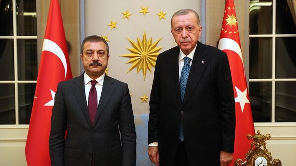 Cumhurbaşkanı Recep Tayyip Erdoğan, TCMB Başkanı Şahap Kavcıoğlu'nu kabul etti.

 - Sputnik Türkiye