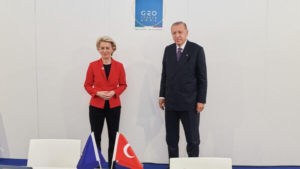 Ursula von der Leyen, Cumhurbaşkanı Recep Tayyip Erdoğan - Sputnik Türkiye