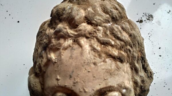 Düzce'deki Prusias ad Hypium Antik Kenti'nde yürütülen kazı çalışmalarında Roma dönemine ait olduğu düşünülen heykel başına rastlandı. - Sputnik Türkiye