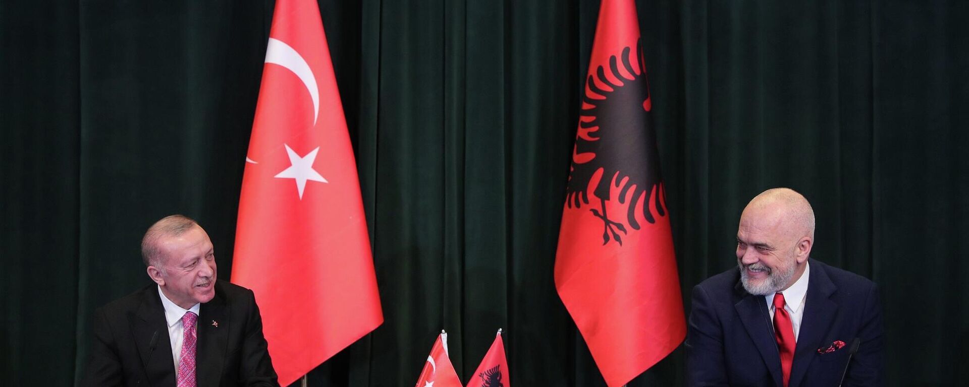 Arnavutluk Başbakanı Rama, Cumhurbaşkanı Erdoğan ile ortak basın toplantısında konuştu - Sputnik Türkiye, 1920, 17.01.2022