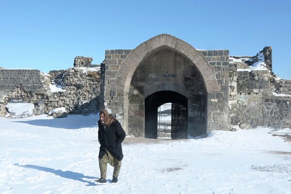Diyarbakır'ın tarihi ve doğal mekanlarında kar manzaraları - Sputnik Türkiye