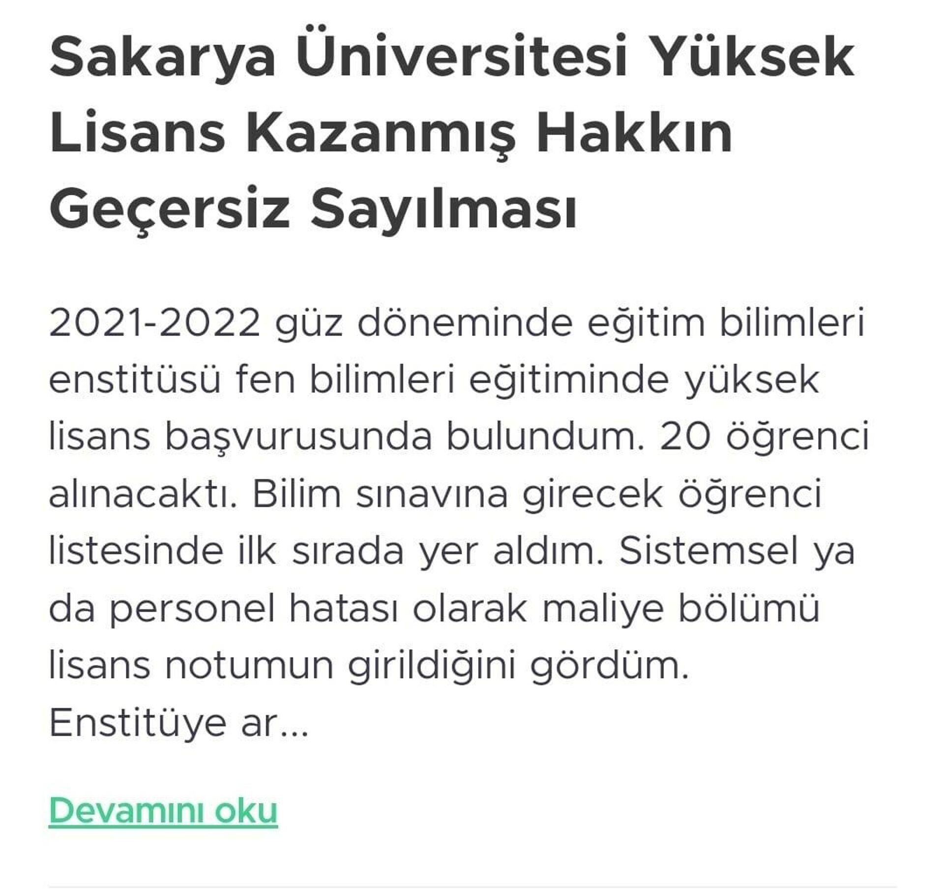 
Sakarya Üniversitesi'nde yüksek lisans yapmak için sınava giren ve adını kazananlar listesine yazdıran bir kişi üniversite tarafından reddedildi. - Sputnik Türkiye, 1920, 23.01.2022