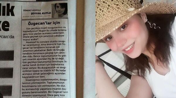 3'üncü kattan düşerek ölen Şevval, 'Özgecanlar ölmesin' diye yazı yazmış - Sputnik Türkiye