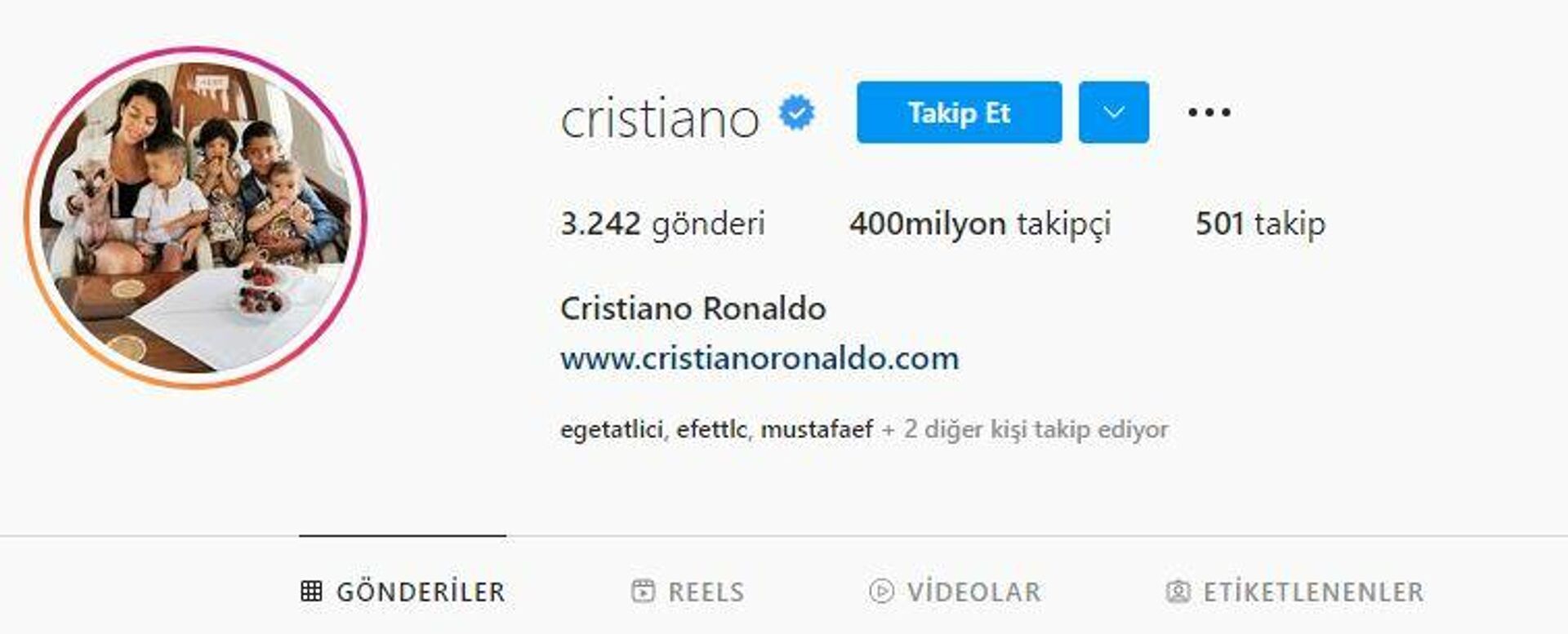 Instagram hesabı 400 milyon takipçiye ulaşan Cristiano Ronaldo, bu sayıya ulaşan dünyadaki ilk kişi oldu - Sputnik Türkiye, 1920, 07.02.2022