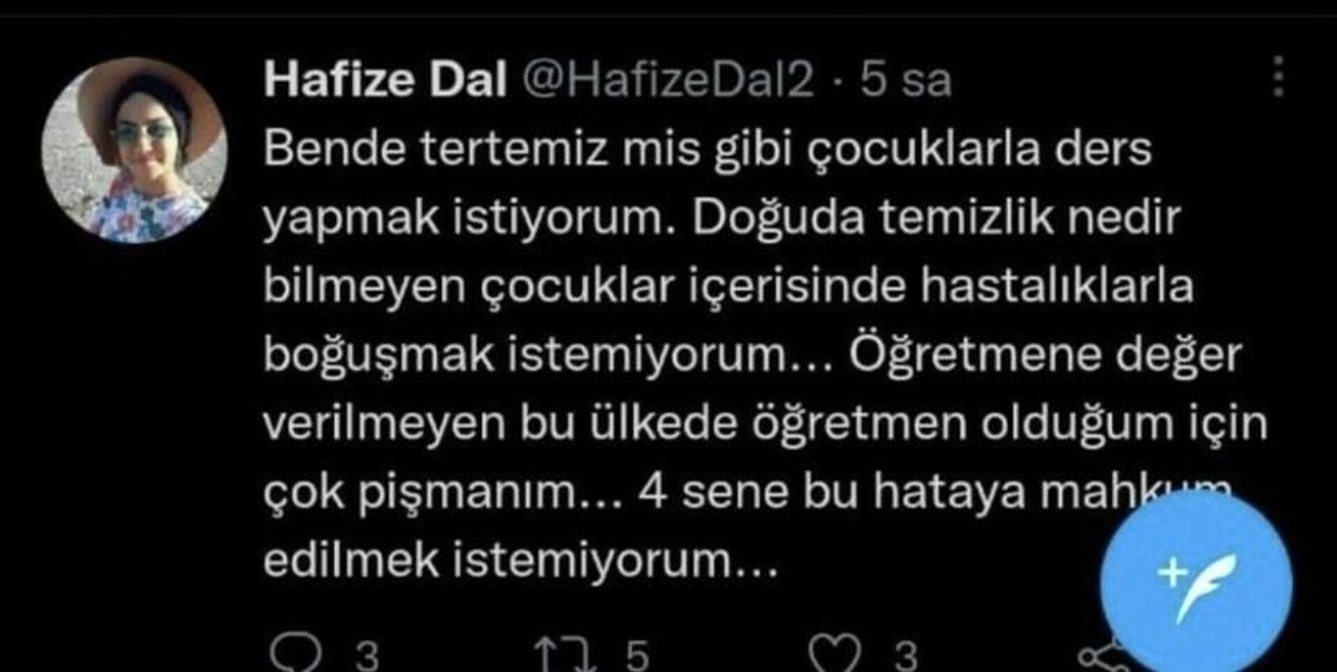 Hafize Dal isimli kullanıcının tepki çeken tweeti - Sputnik Türkiye, 1920, 02.03.2022