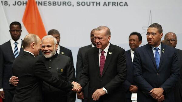 Cumhurbaşkanı Erdoğan’ın, 2018’de Johannesburg’da yapılan 10'uncu BRICS Zirvesi’ne katıldı. - Sputnik Türkiye