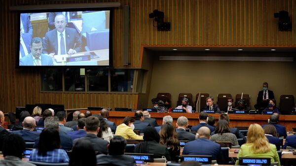 Dışişleri Bakanı Mevlüt Çavuşoğlu, Birleşmiş Milletler (BM) Genel Kurulu çatısı altında ilk kez gerçekleştirilen Uluslararası Göç Gözden Geçirme Forumu’na konuştu - Sputnik Türkiye