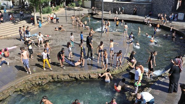 Diyarbakır'da yasak olan süs havuzunda yüzen çocuklar - Sputnik Türkiye