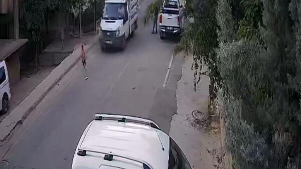 Üzerinden kamyonet geçen çocuk, burnu bile kanamadan kurtuldu - Sputnik Türkiye