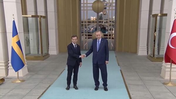 Cumhurbaşkanı Erdoğan, İsveç Başbakanı Kristersson'u resmi törenle karşılıyor - Sputnik Türkiye