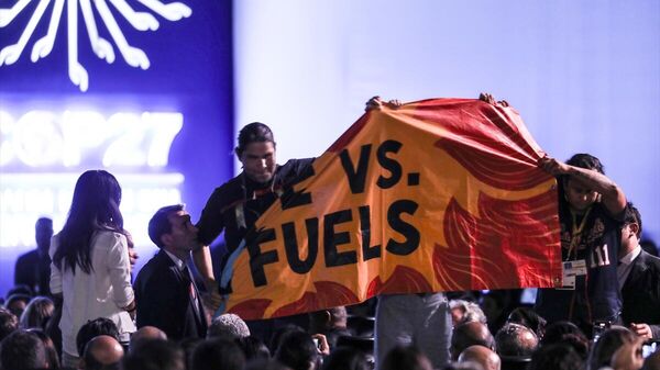 Biden'ın COP27'deki konuşmasında 'fosil yakıt' protestosu - Sputnik Türkiye