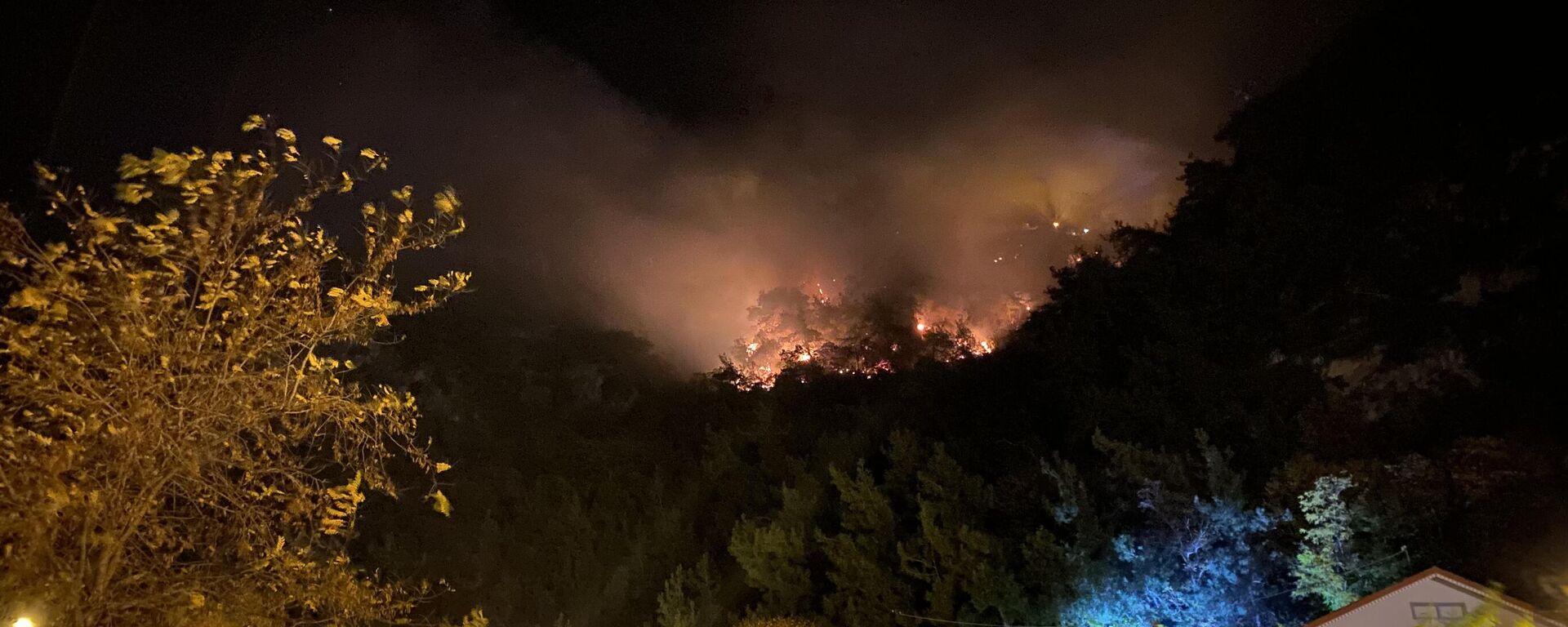 Bartın'ın tatil beldesi İnkum'da tatil beldesinde ormanlık alanda çıkan yangına ekipler müdahale ediyor. - Sputnik Türkiye, 1920, 21.11.2022